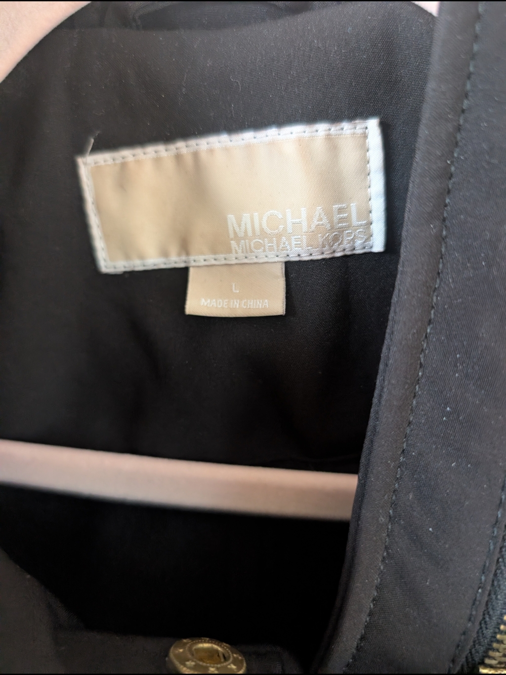 MICHAEL Michael Kors Black Trench Coat with Gold Hardware Accents - Picture 3 of 11